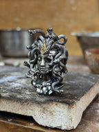 Vintage Sterling Silver Petrified Medusa Pendant Ornament