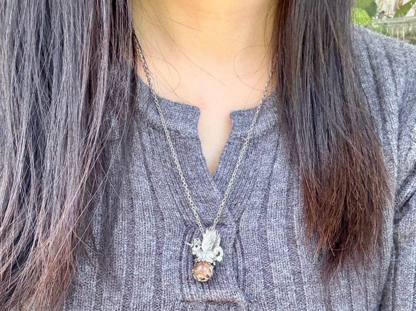 Unicorn + Crystal Pendant