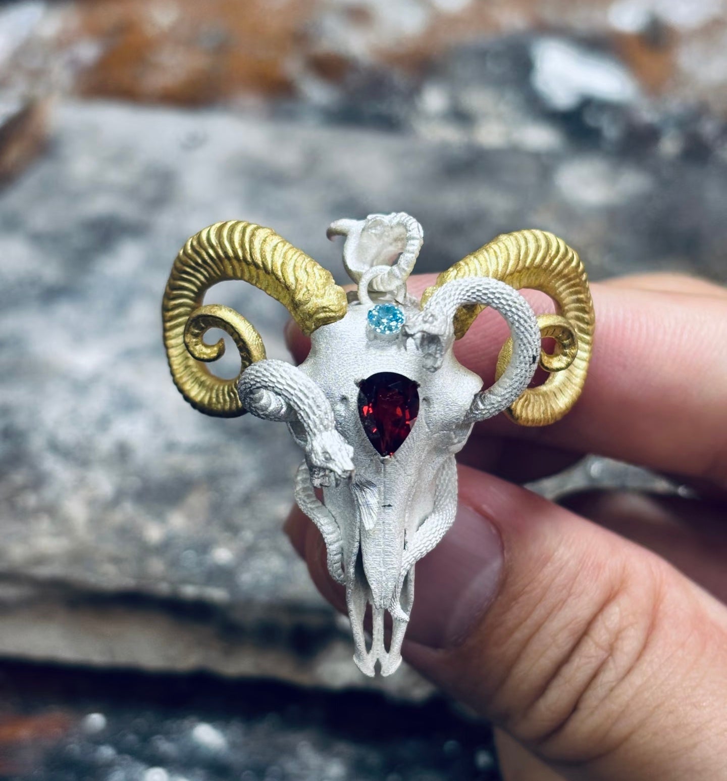 Sheep skull and snake