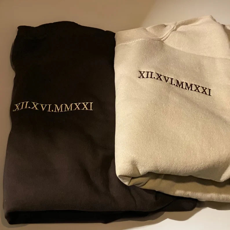 Custom Embroidered Roman Numeral Sweatshirt