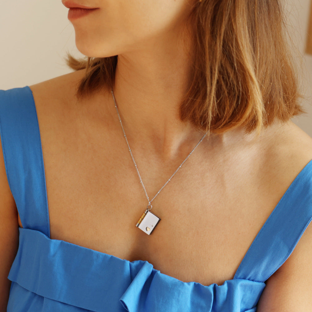Custom Book Necklace, Any Message Inside