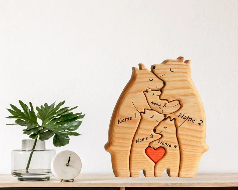 Custom Wooden Bear Family Name Puzzle