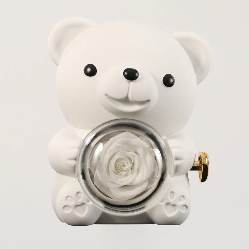 Eternal Rose Bear – Personalized Necklace & Real Preserved Rose