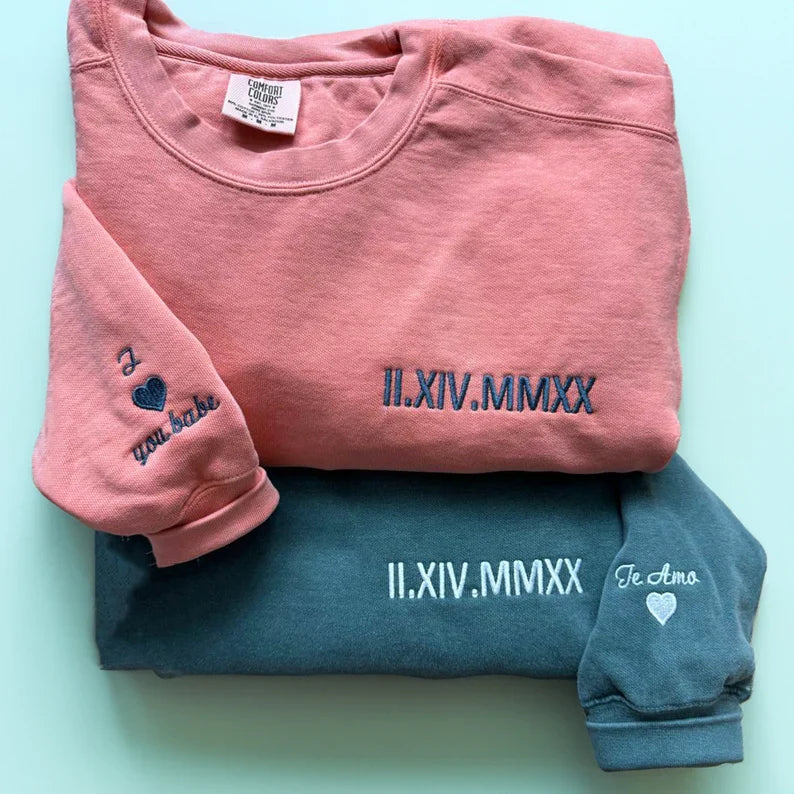 Custom Embroidered Roman Numeral Sweatshirt