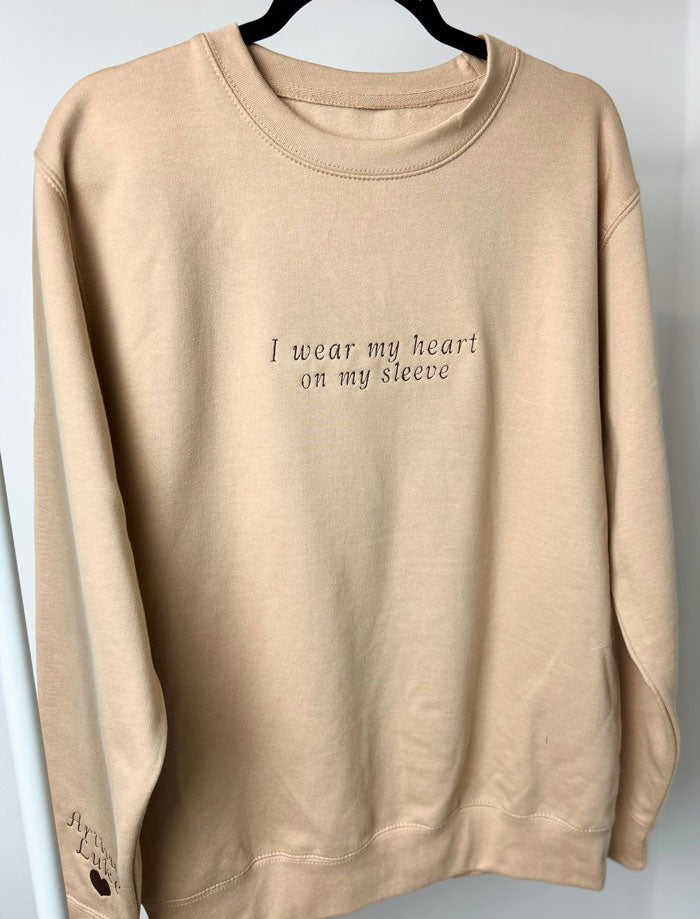 ‘I wear my heart on my sleeve’ Personalised Sweatshirt