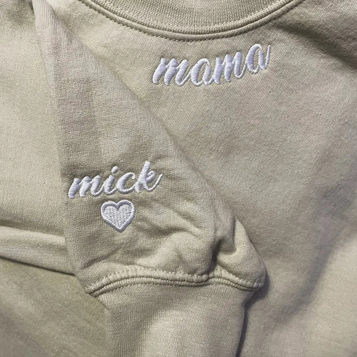 Custom Embroidered Mama Sweatshirt with Kids Name Sleeve