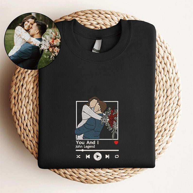 Custom Embroidered Portrait Music Player Sweatshirt