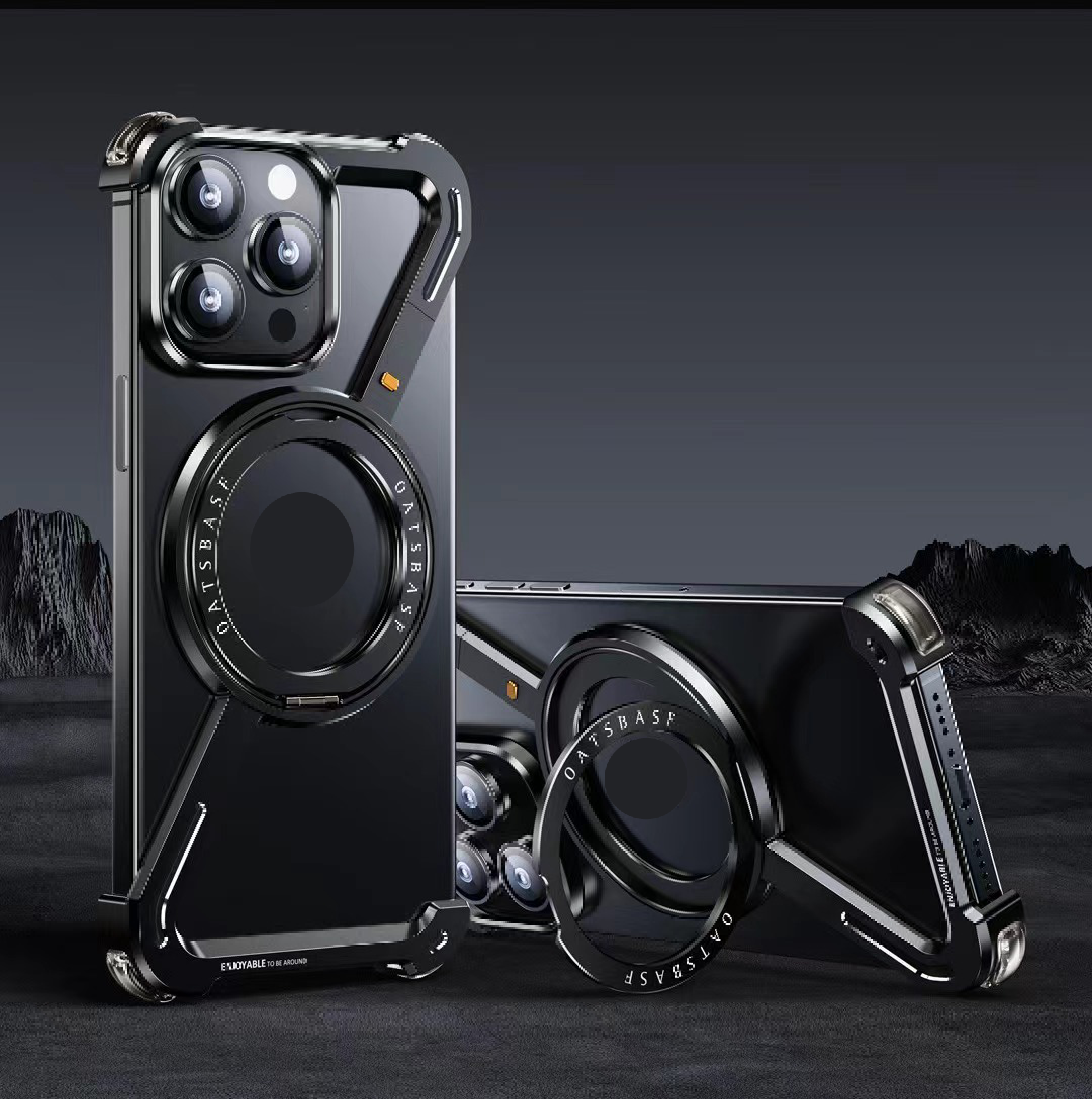 Creative Z-shaped Metal Rotating Stand Magnetic Phone Case