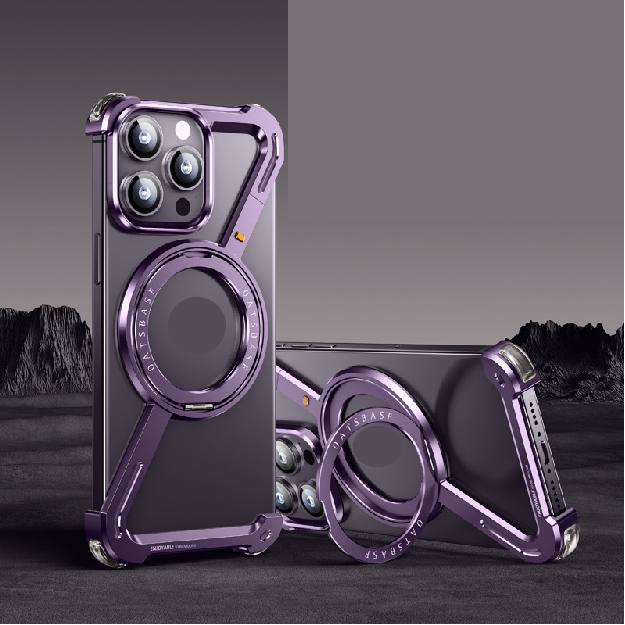 Creative Z-shaped Metal Rotating Stand Magnetic Phone Case