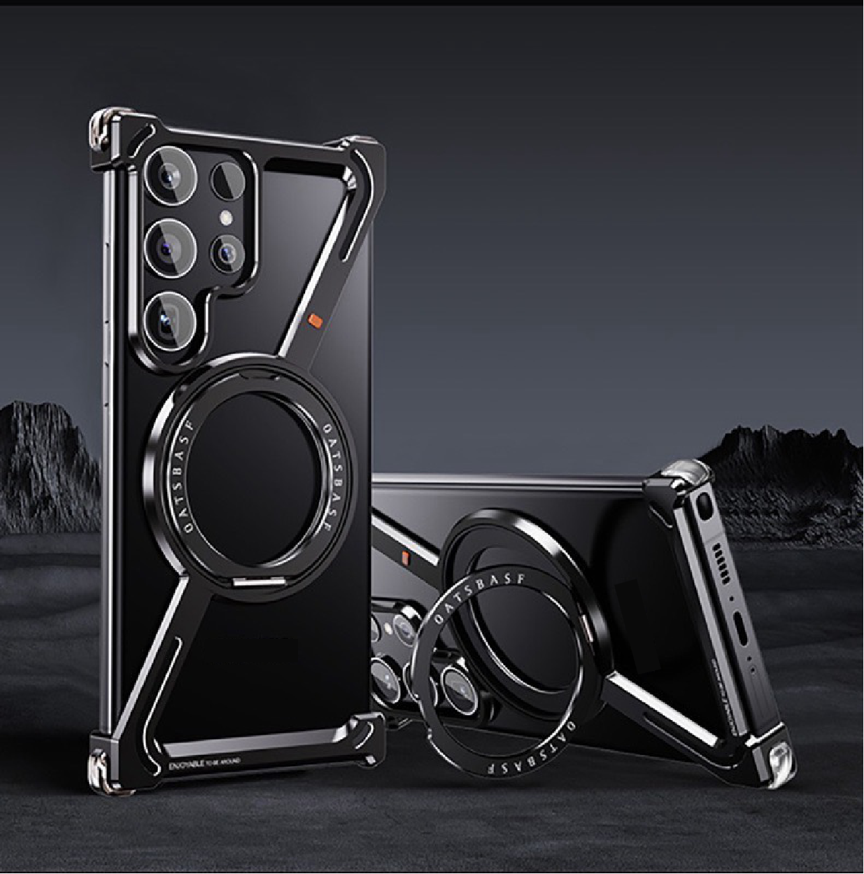 Creative Z-shaped Metal Rotating Stand Magnetic Phone Case