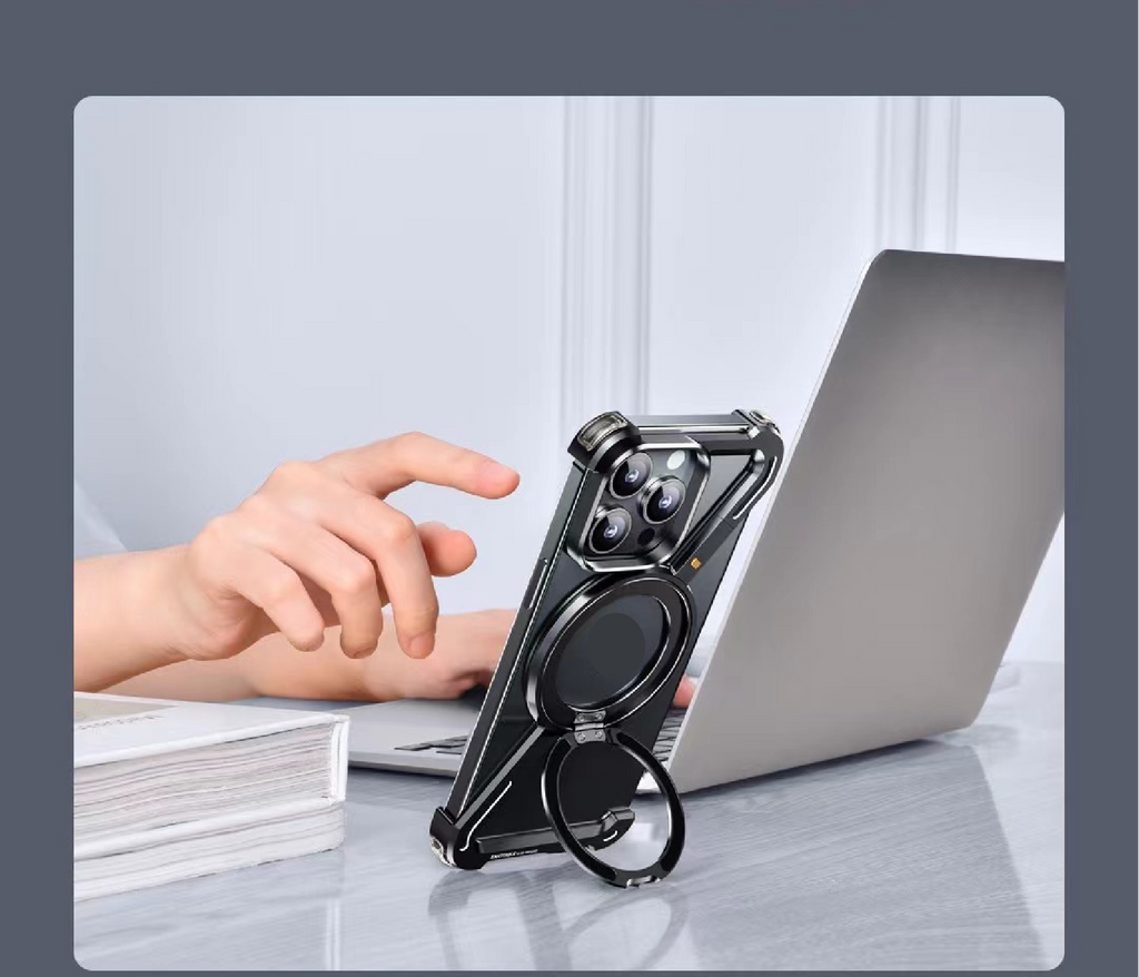 Creative Z-shaped Metal Rotating Stand Magnetic Phone Case