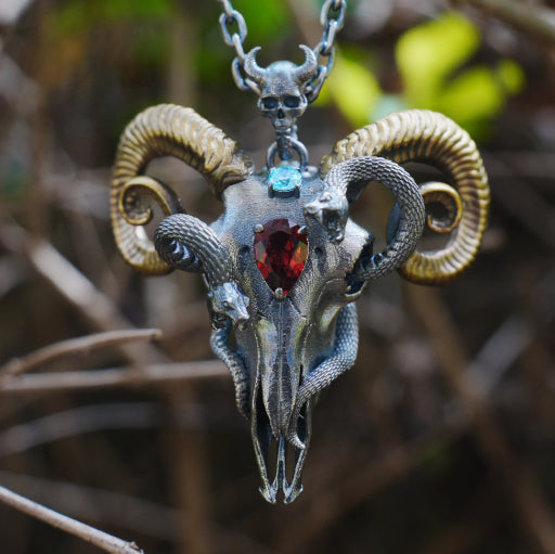 Sheep skull and snake