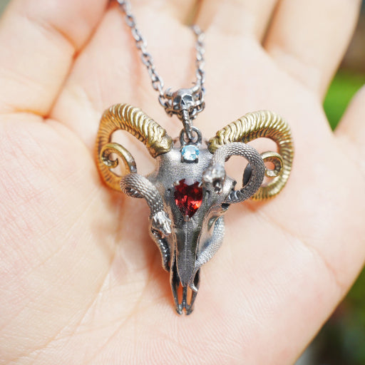Sheep skull and snake