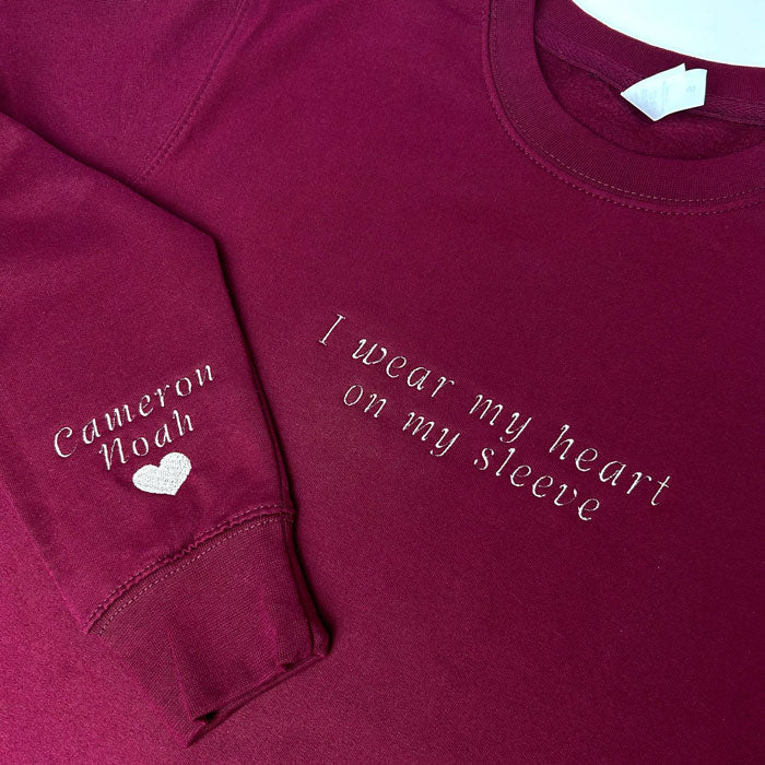 ‘I wear my heart on my sleeve’ Personalised Sweatshirt