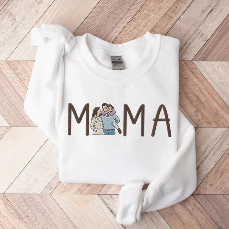 Custom Embroidered Mama Sweatshirt With Portrait From Photo