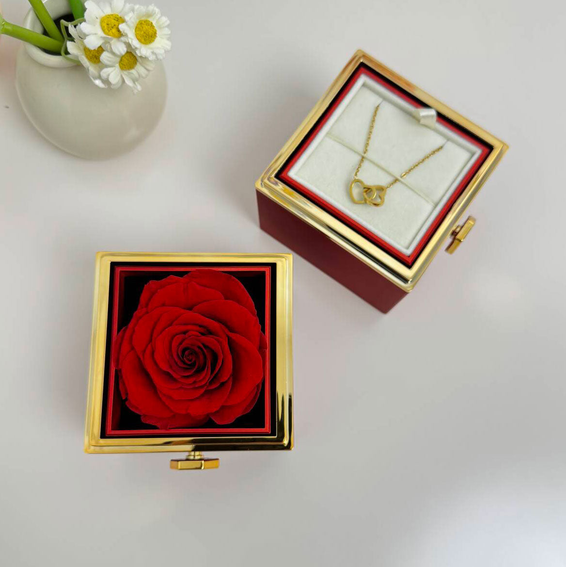 Eternal Rose Box - W/ Engraved Necklace & Real Rose